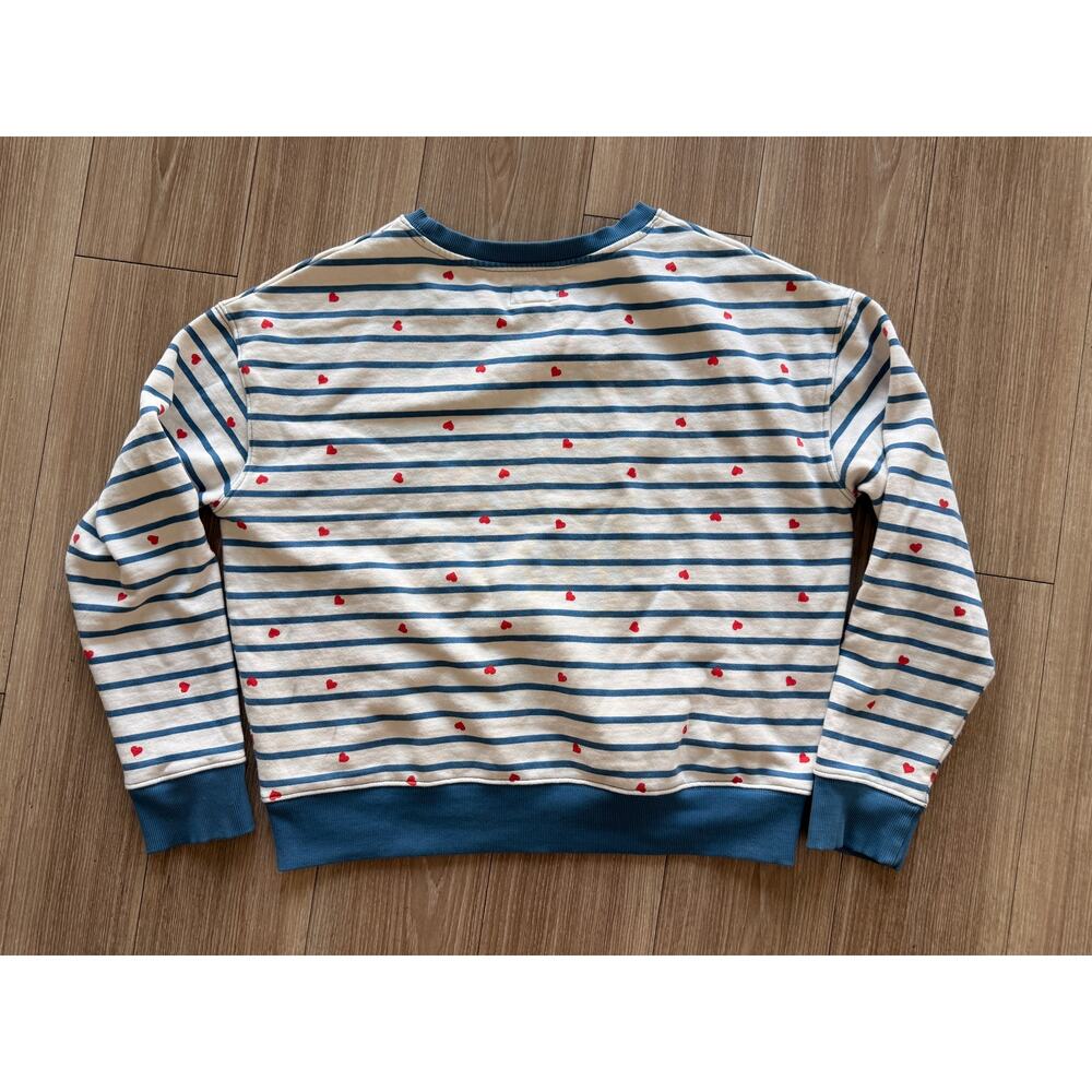 Pact Size M 100% Organic Cotton Striped Heart Sweatshirt Crewneck Pullover - Picture 6 of 14